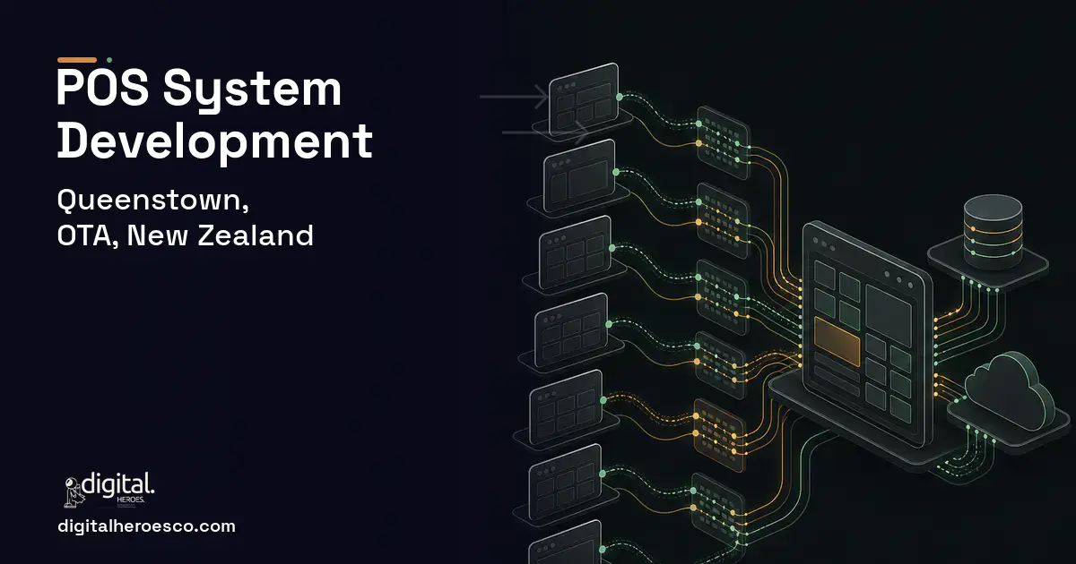 POS System Development workflow illustration for Queenstown, OTA, New Zealand.