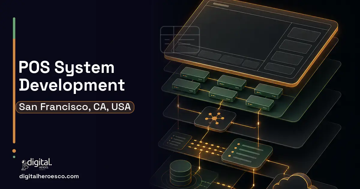 POS System Development product interface illustration for San Francisco, CA, USA.