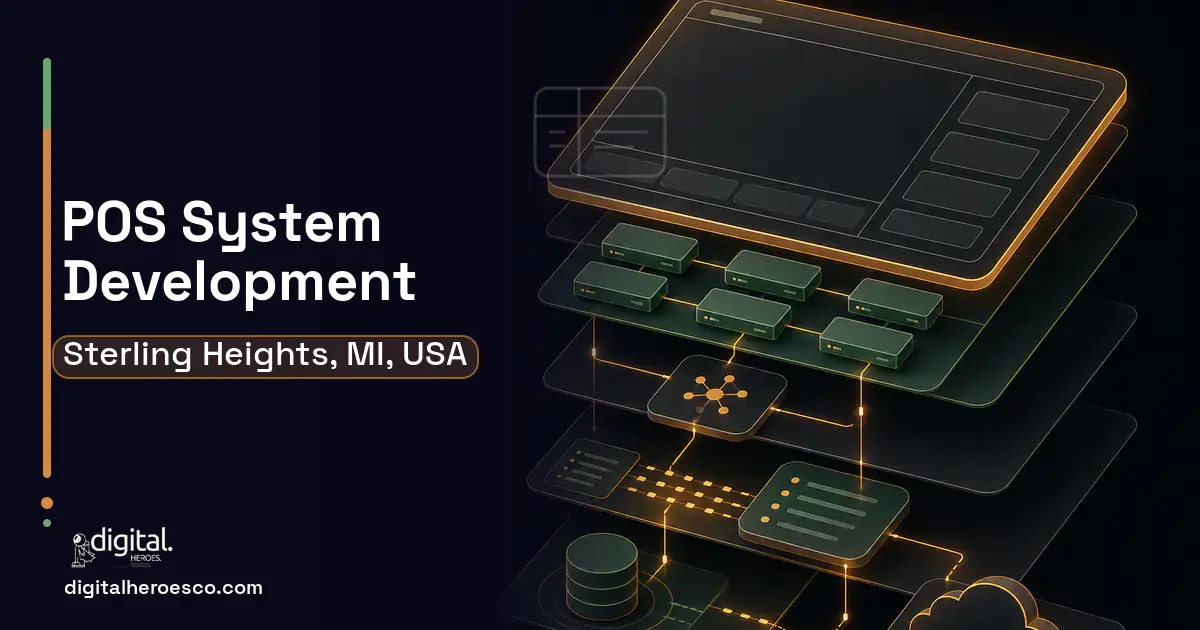 POS System Development product interface illustration for Sterling Heights, MI, USA.