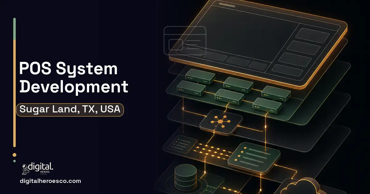 POS System Development product interface illustration for Sugar Land, TX, USA.