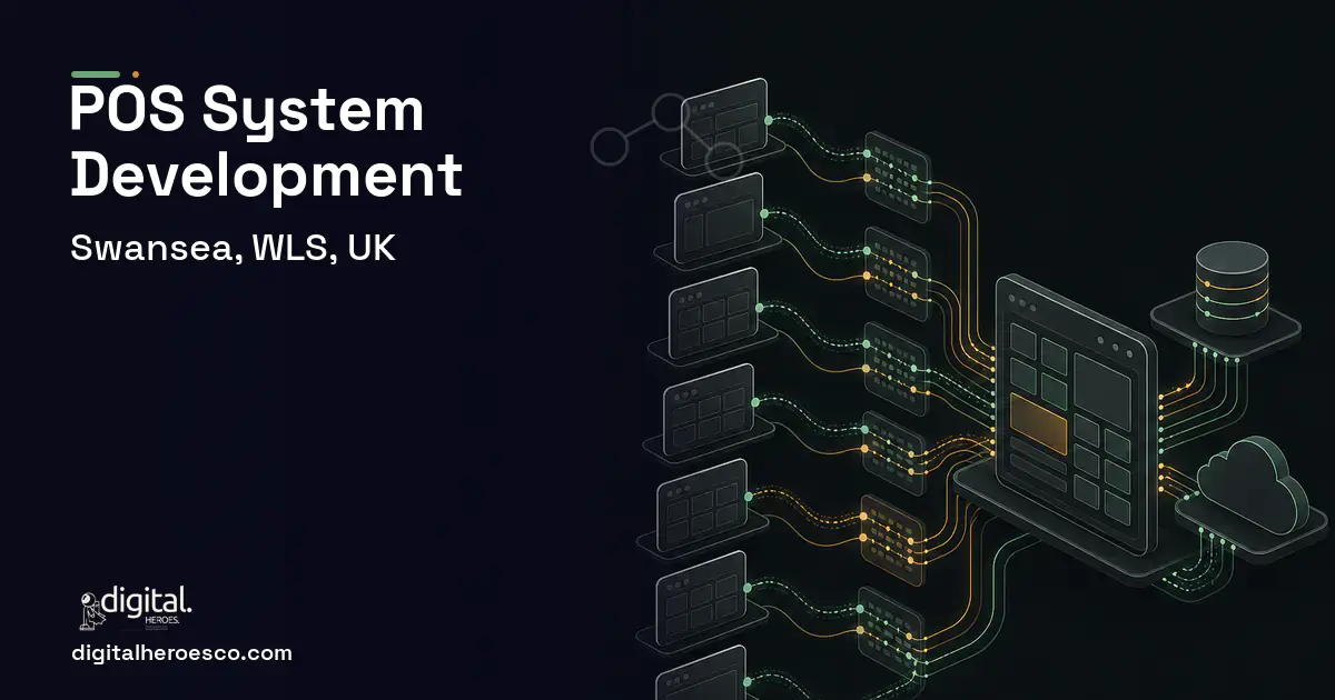 POS System Development workflow illustration for Swansea, WLS, UK.