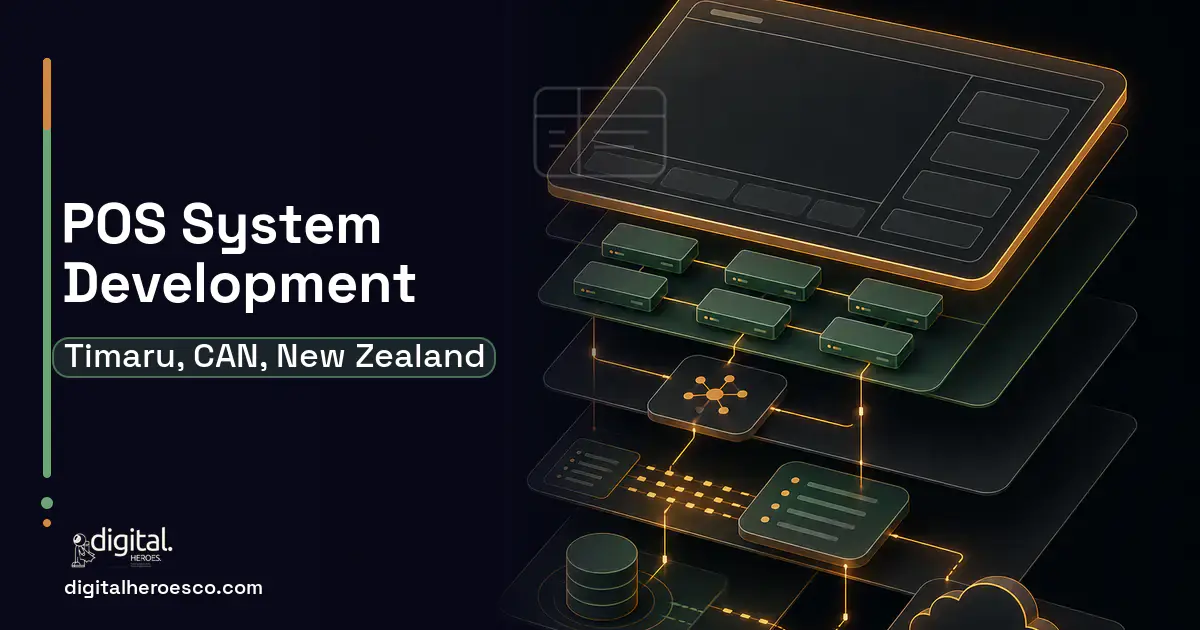 POS System Development product interface illustration for Timaru, CAN, New Zealand.