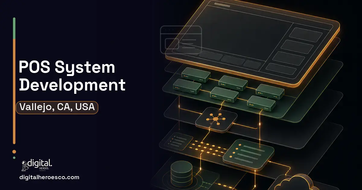 POS System Development product interface illustration for Vallejo, CA, USA.