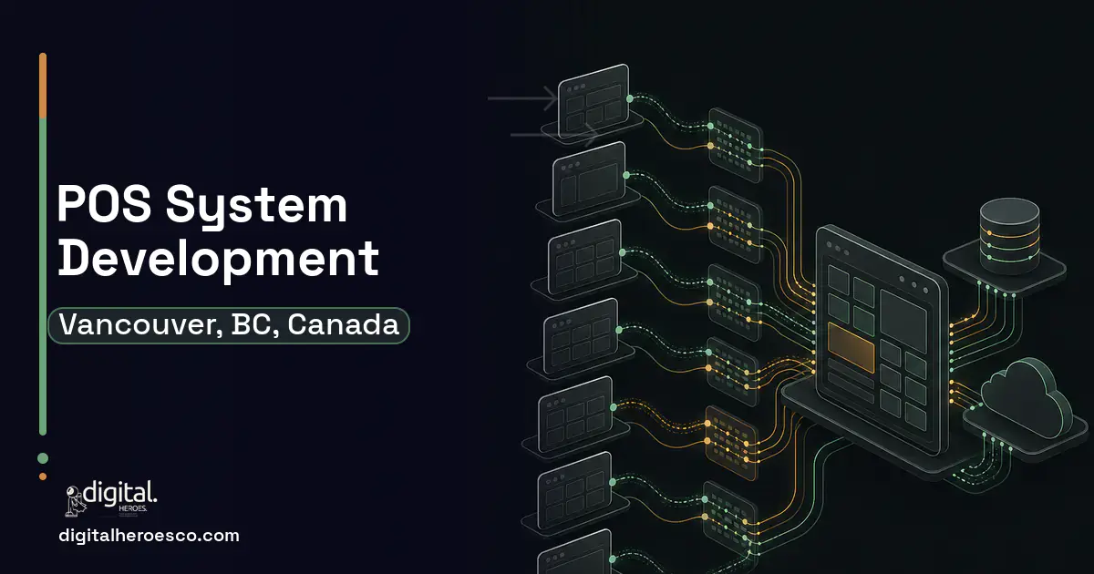 POS System Development workflow illustration for Vancouver, BC, Canada.