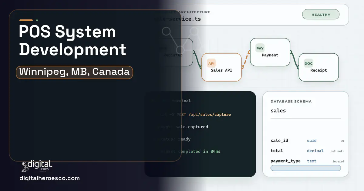 POS System Development architecture and database illustration for Winnipeg, MB, Canada.