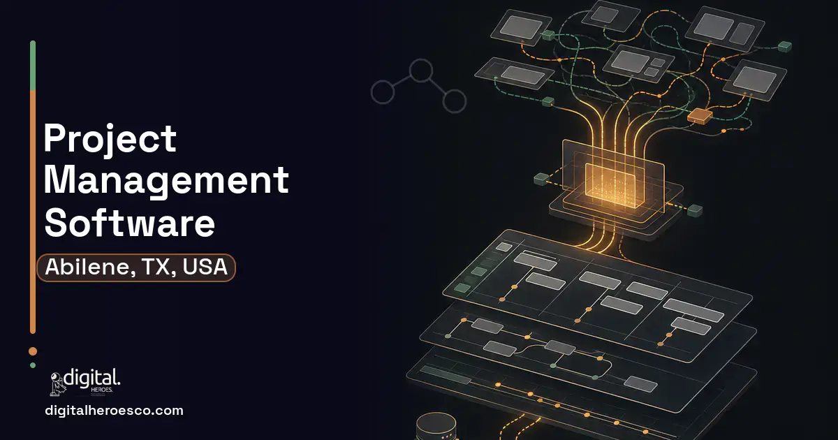 Project Management Software workflow illustration for Abilene, TX, USA.