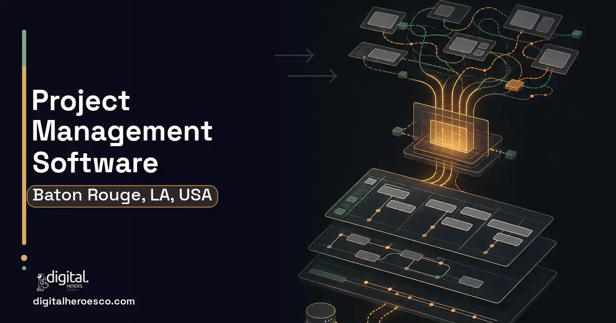 Project Management Software workflow illustration for Baton Rouge, LA, USA.