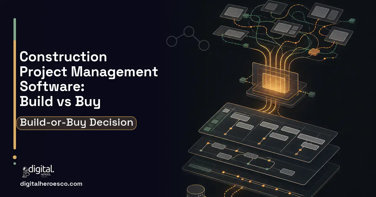 Project Management Software workflow illustration for Construction Project Management Software Build vs Buy Guide.