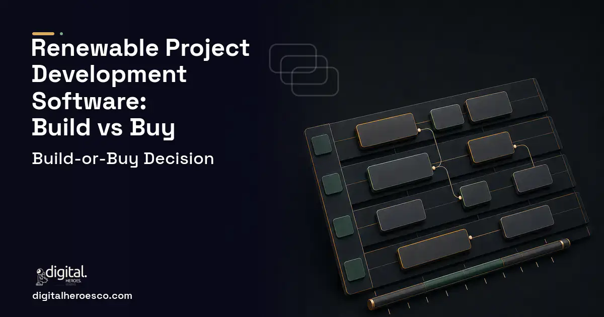 Project management software overview illustration for Renewable Project Development Software Build vs Buy Guide.
