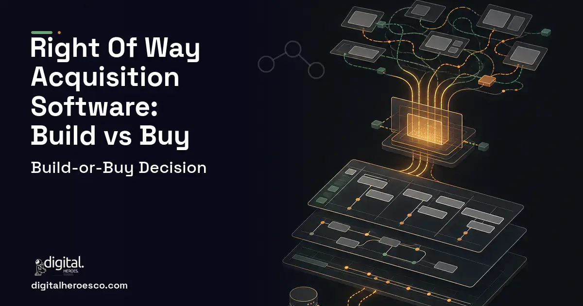 Project Management Software workflow illustration for Right OF WAY Acquisition Software Build vs Buy Guide.