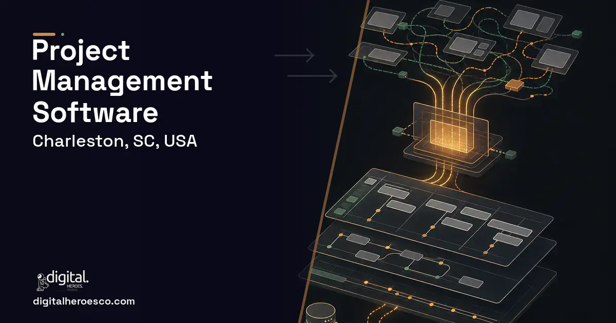 Project Management Software workflow illustration for Charleston, SC, USA.