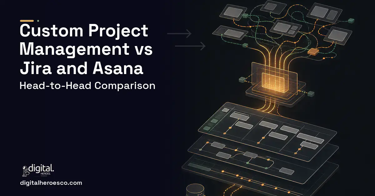 Project Management Software workflow illustration for Custom Project Management vs Jira and Asana.