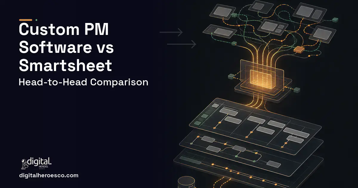 Project Management Software workflow illustration for Custom Project Management Software vs Smartsheet.