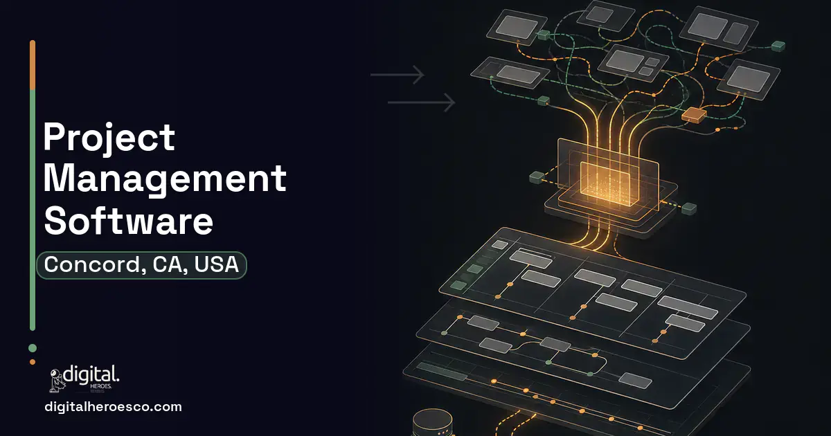 Project Management Software workflow illustration for Concord, CA, USA.