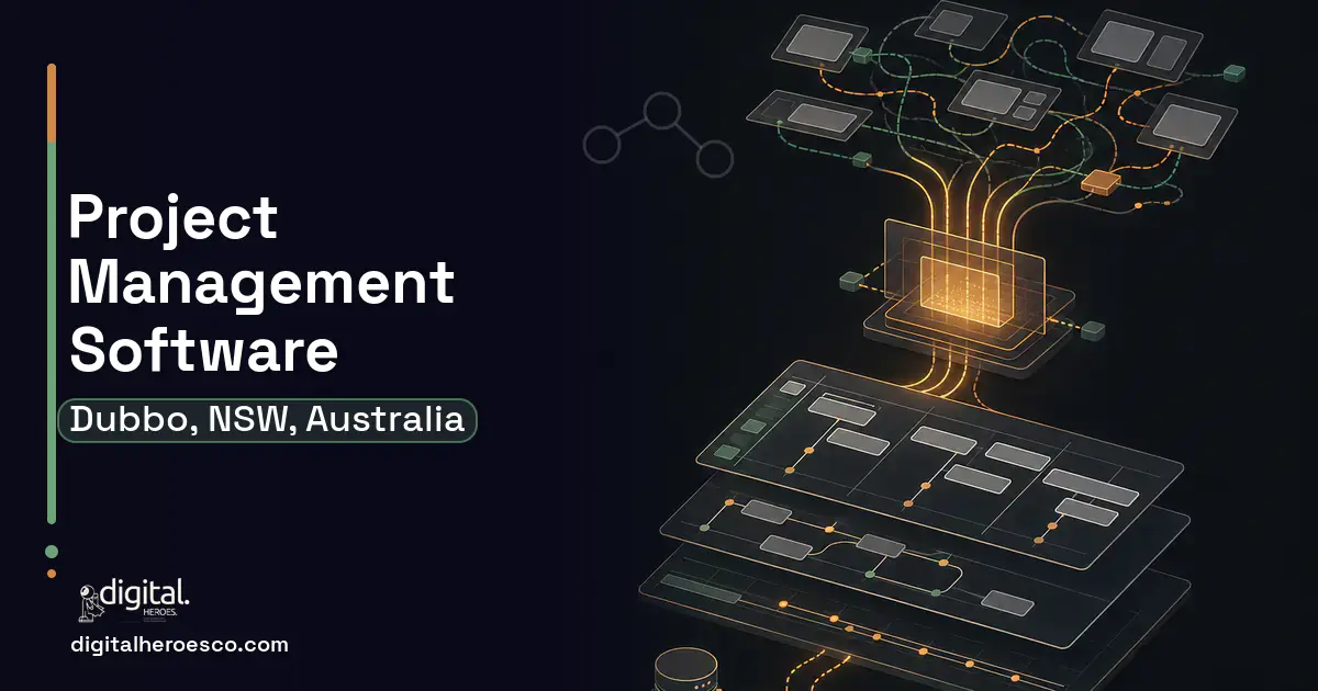 Project Management Software workflow illustration for Dubbo, NSW, Australia.