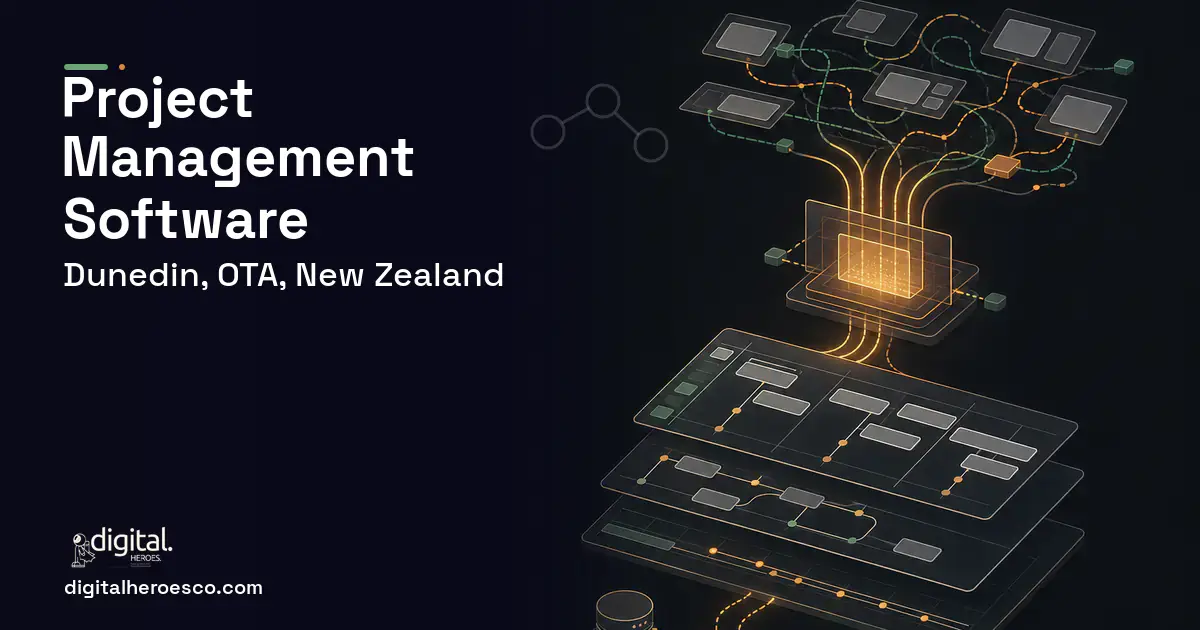 Project Management Software workflow illustration for Dunedin, OTA, New Zealand.