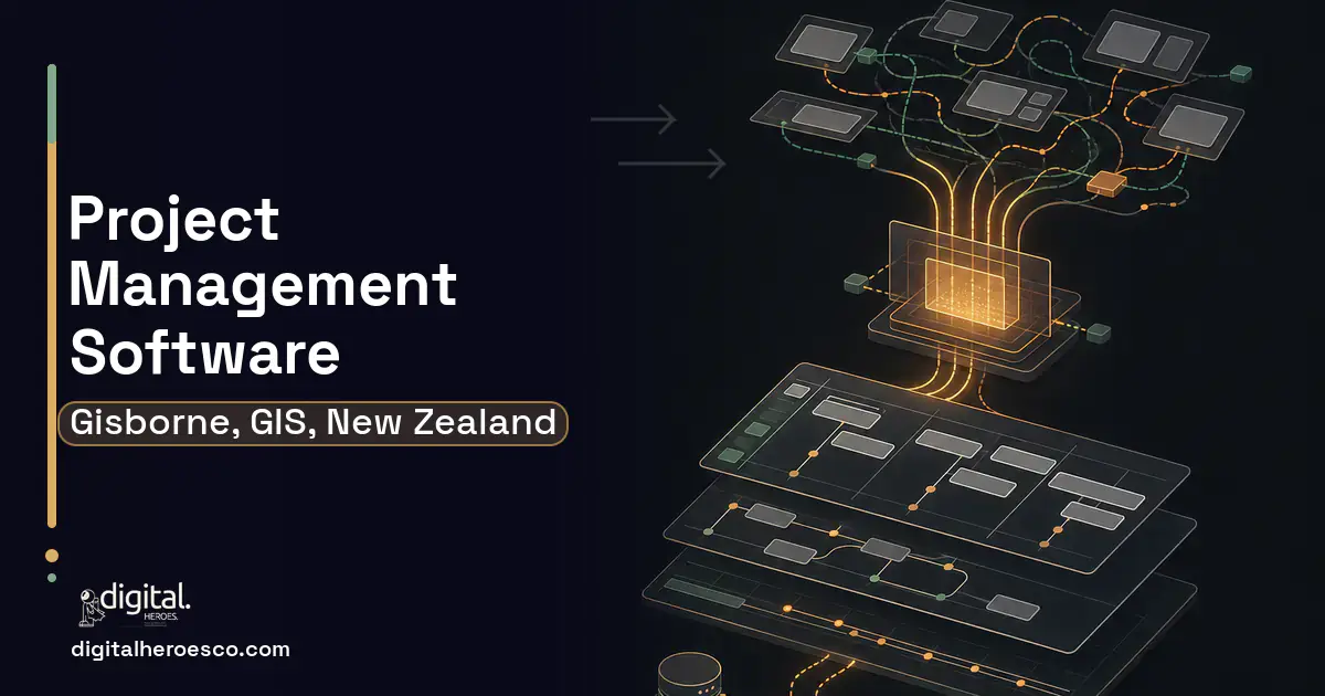 Project Management Software workflow illustration for Gisborne, GIS, New Zealand.