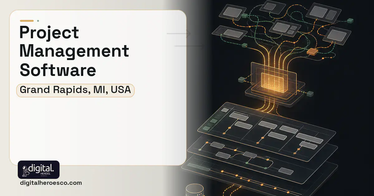 Project Management Software workflow illustration for Grand Rapids, MI, USA.