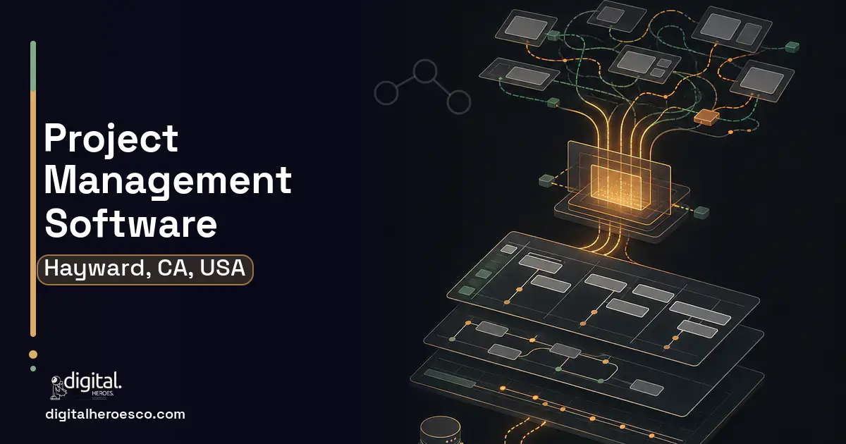 Project Management Software workflow illustration for Hayward, CA, USA.
