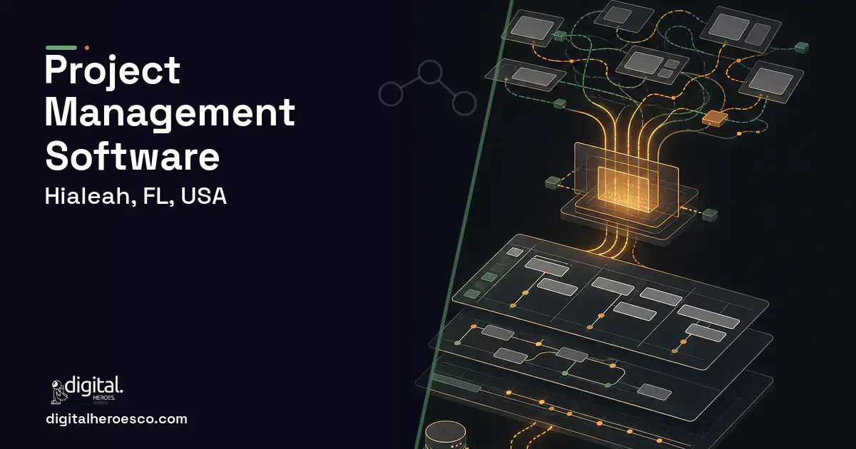 Project Management Software workflow illustration for Hialeah, FL, USA.