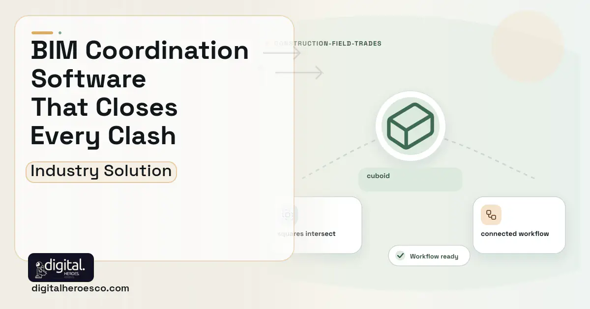 Bim Coordination software visual showing cuboid, squares intersect, and connected workflow.