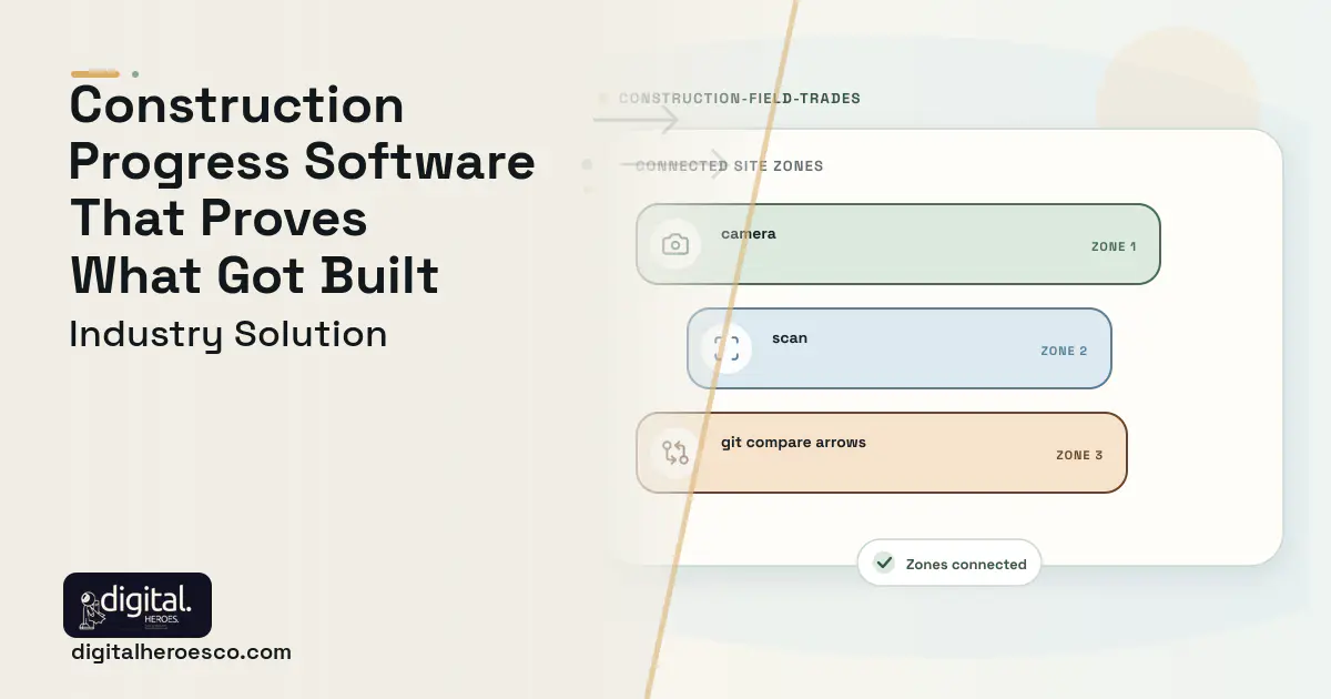 Construction Reality Capture software visual showing camera, scan, and git compare arrows.