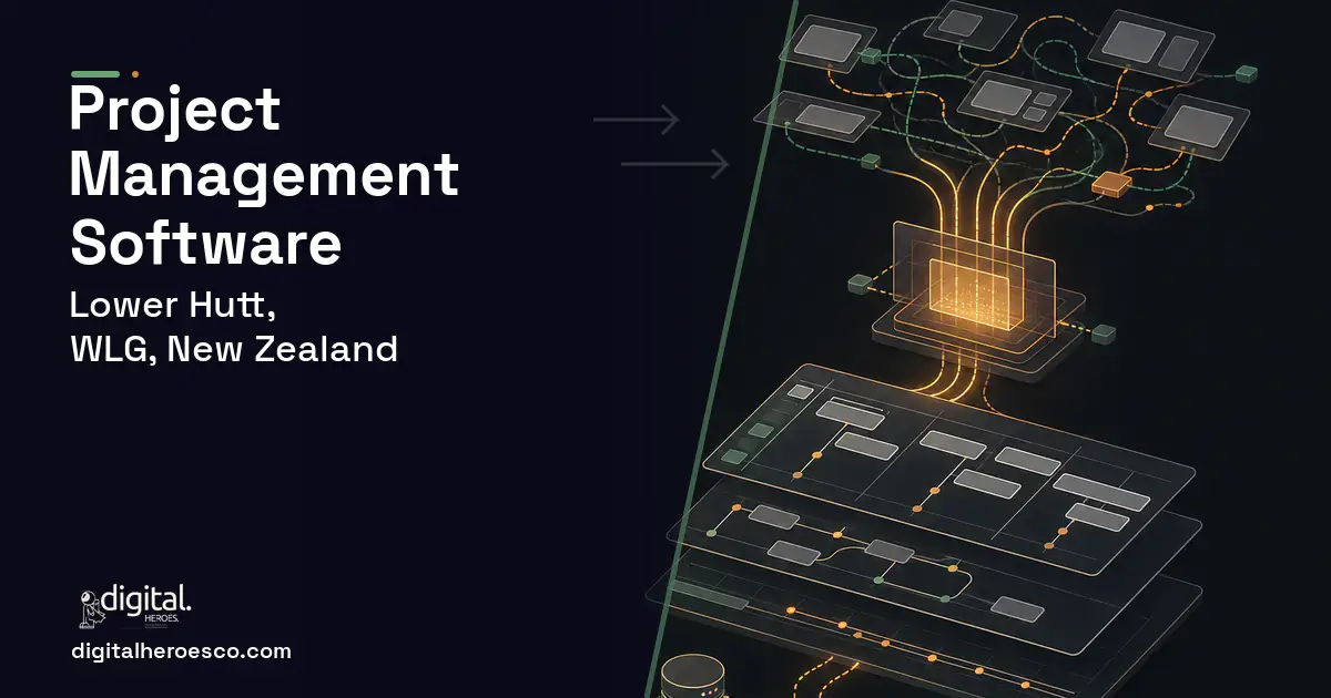 Project Management Software workflow illustration for Lower Hutt, WLG, New Zealand.