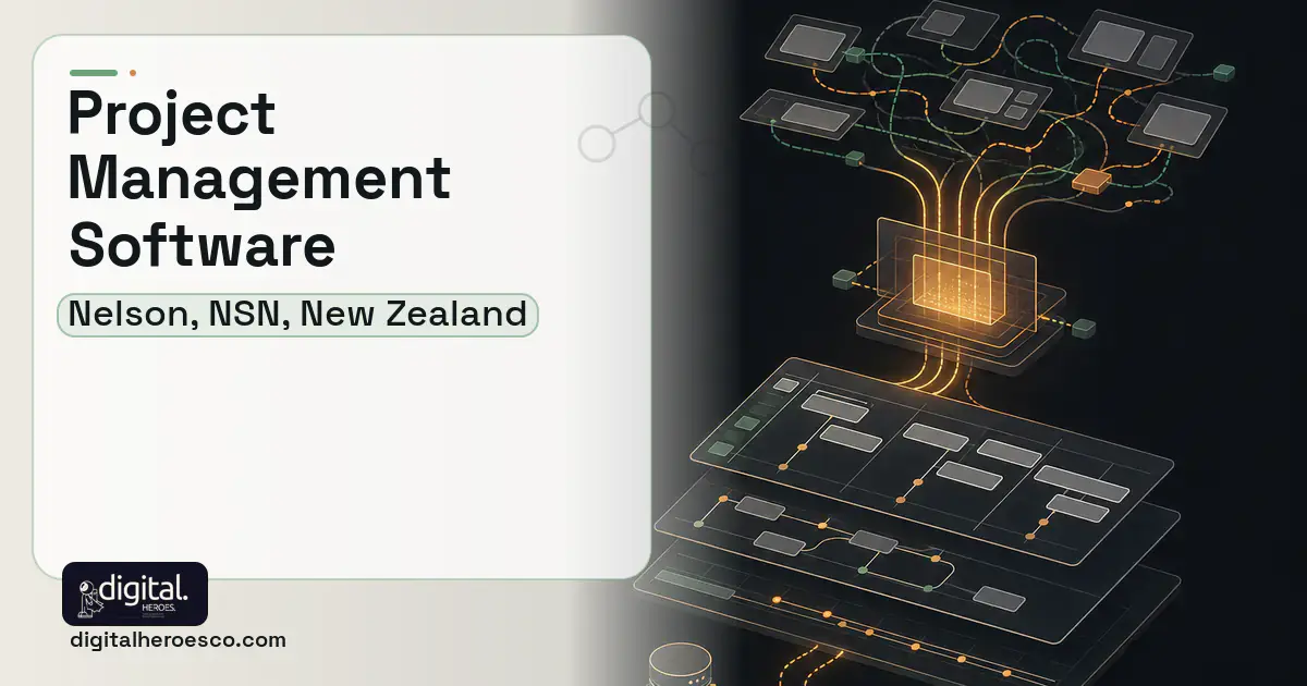 Project Management Software workflow illustration for Nelson, NSN, New Zealand.