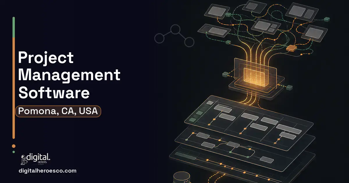 Project Management Software workflow illustration for Pomona, CA, USA.