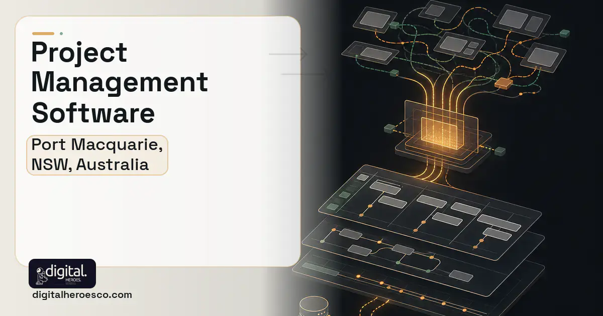 Project Management Software workflow illustration for Port Macquarie, NSW, Australia.