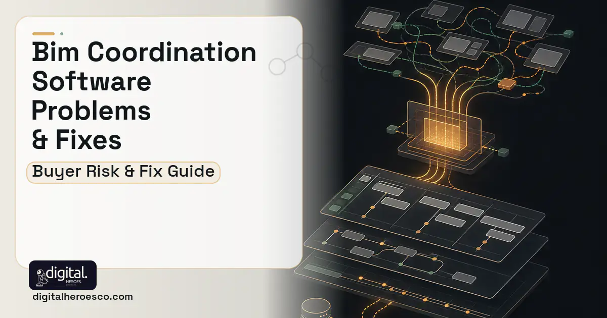 BIM Coordination Software workflow illustration showing common problems and fixes.