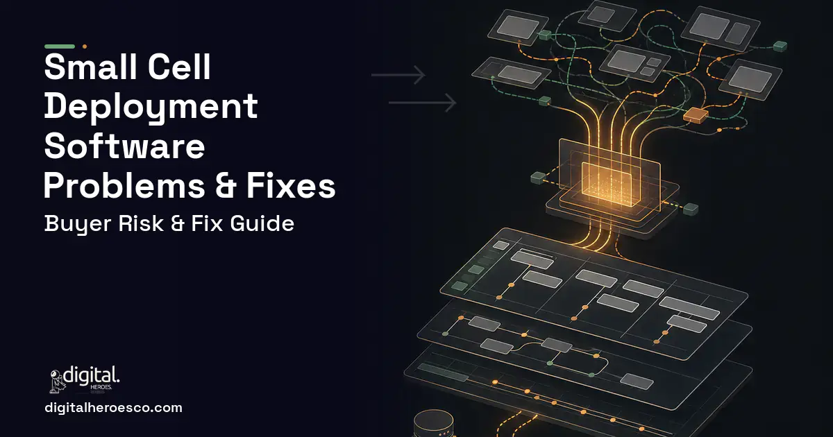 Small Cell Deployment Software workflow illustration showing common problems and fixes.