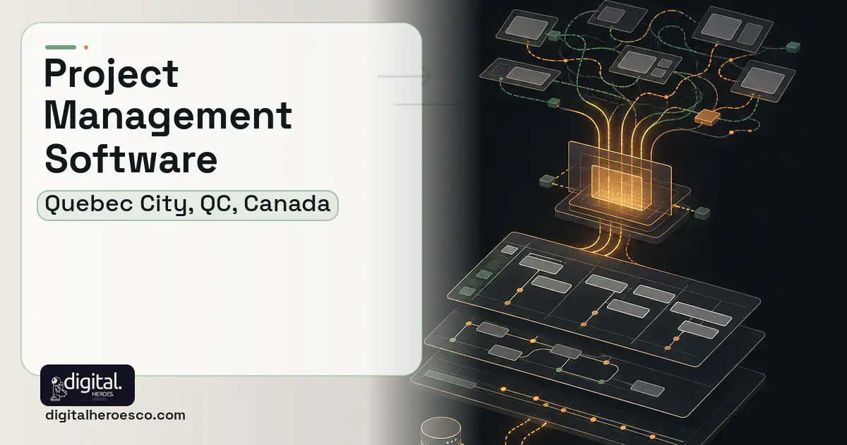 Project Management Software workflow illustration for Quebec City, QC, Canada.
