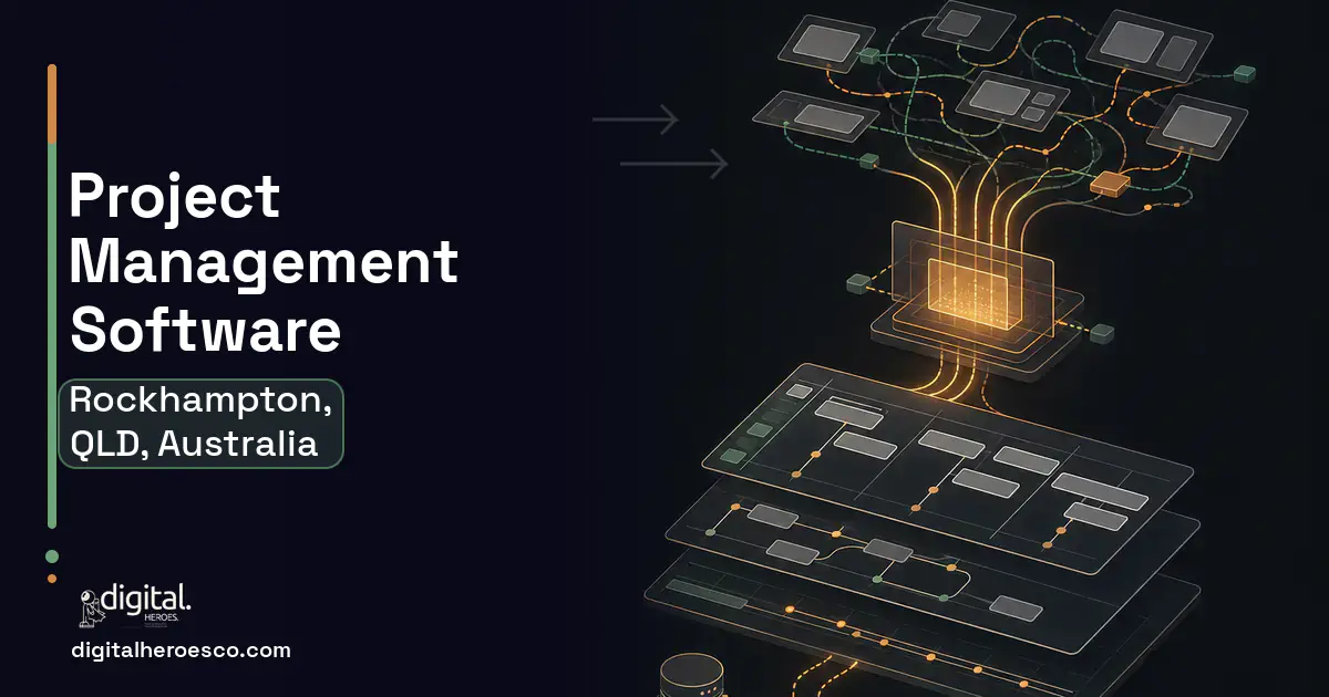 Project Management Software workflow illustration for Rockhampton, QLD, Australia.