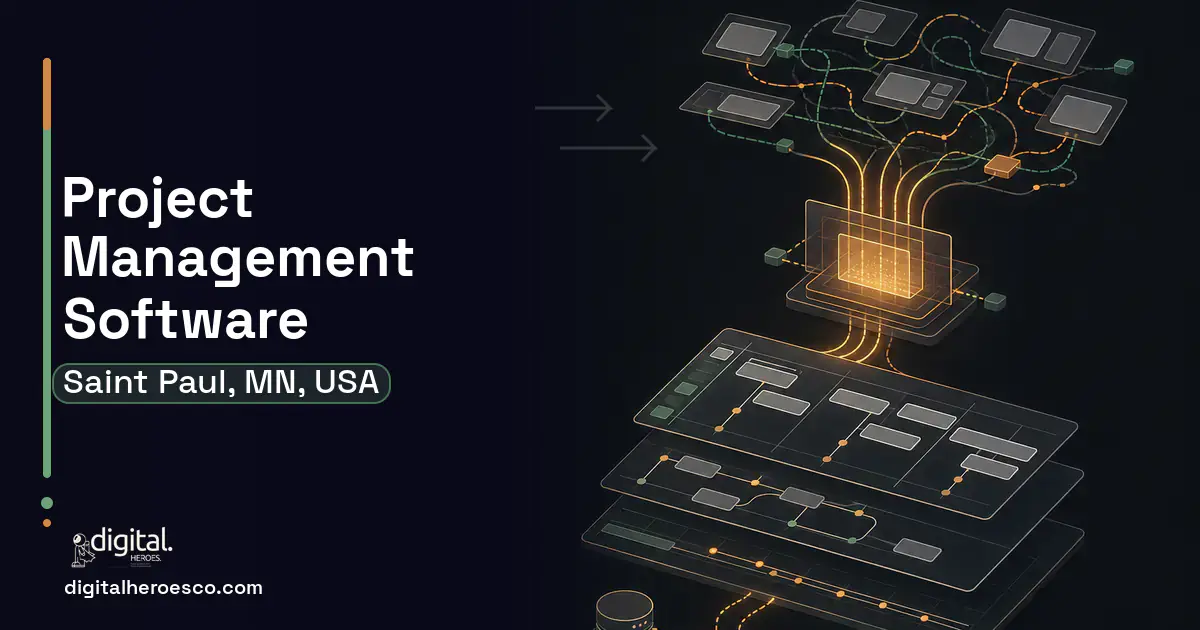 Project Management Software workflow illustration for Saint Paul, MN, USA.