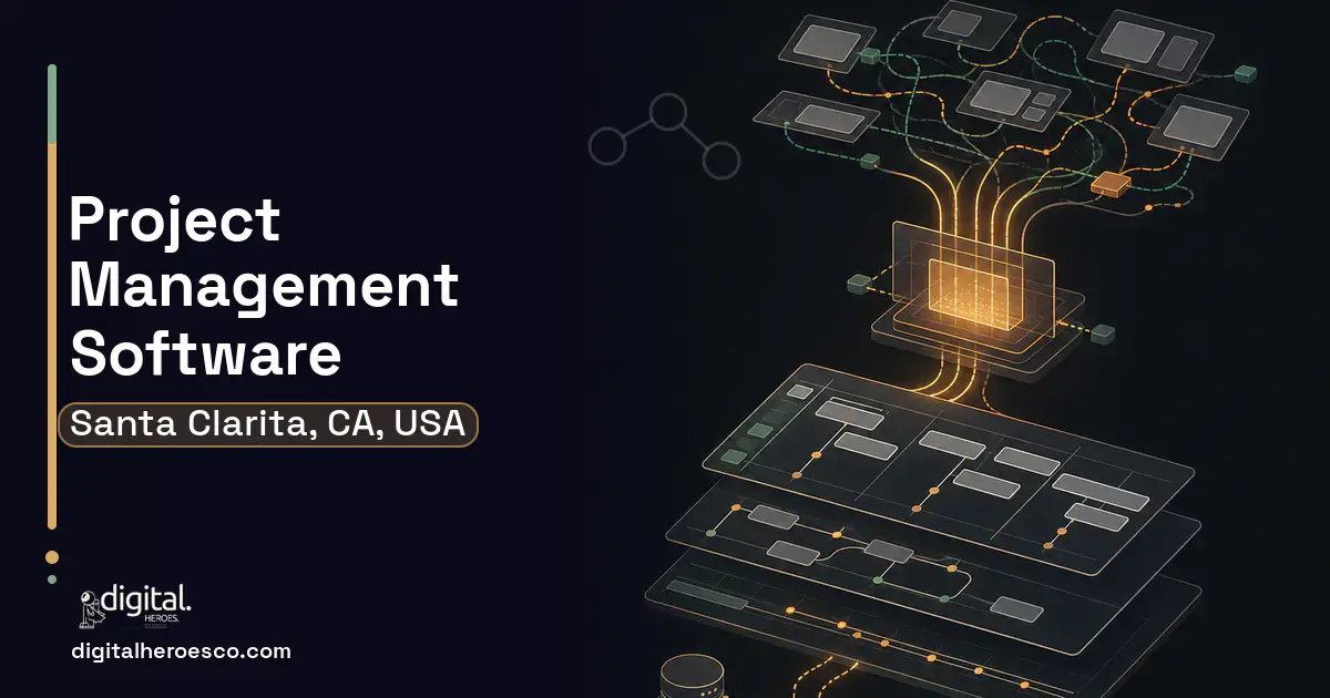 Project Management Software workflow illustration for Santa Clarita, CA, USA.
