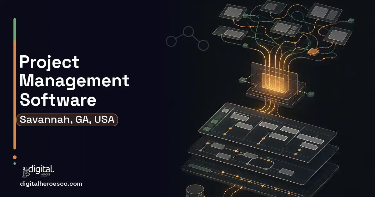 Project Management Software workflow illustration for Savannah, GA, USA.