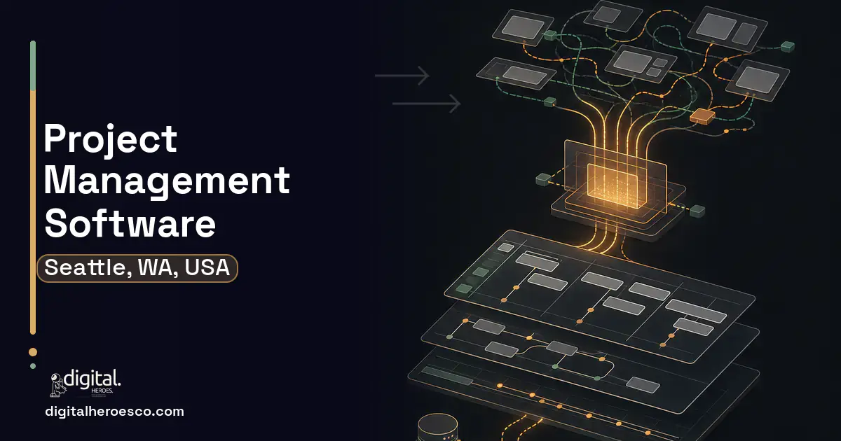 Project Management Software workflow illustration for Seattle, WA, USA.