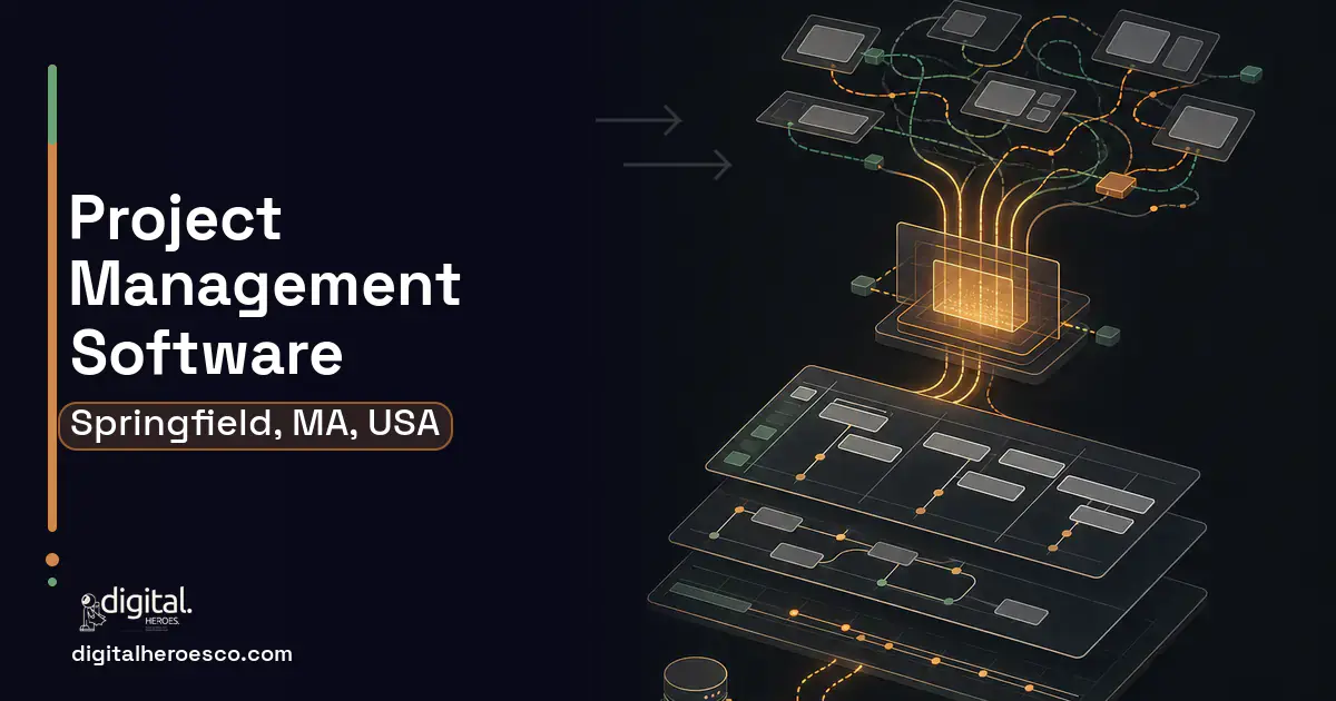 Project Management Software workflow illustration for Springfield, MA, USA.