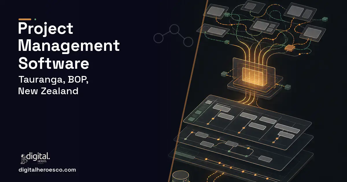 Project Management Software workflow illustration for Tauranga, BOP, New Zealand.