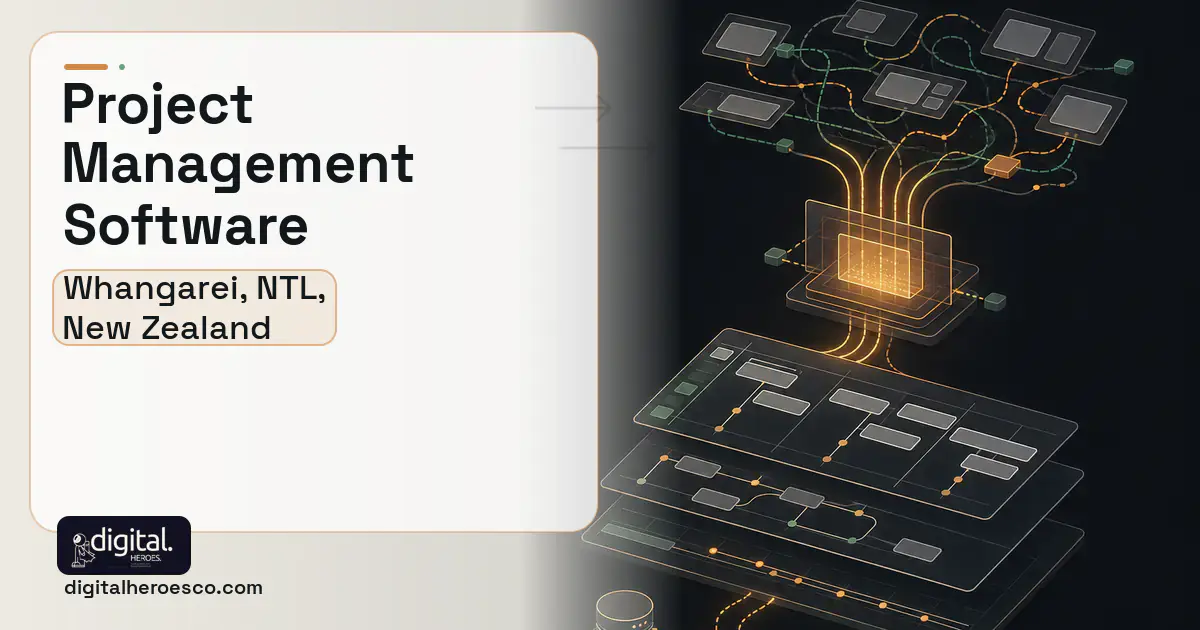 Project Management Software workflow illustration for Whangarei, NTL, New Zealand.