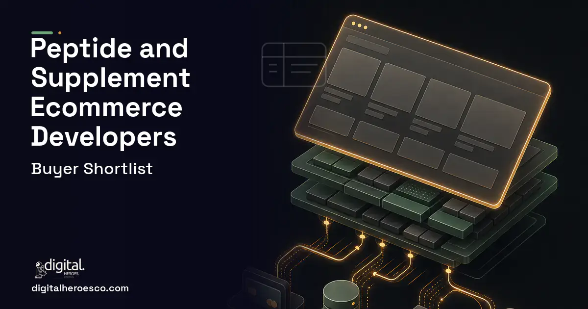 Shopify Development product interface illustration for Peptide and Supplement Ecommerce Development Companies.