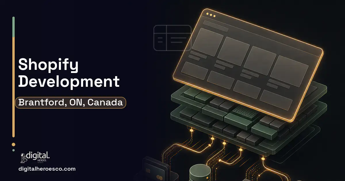 Shopify Development product interface illustration for Brantford, ON, Canada.