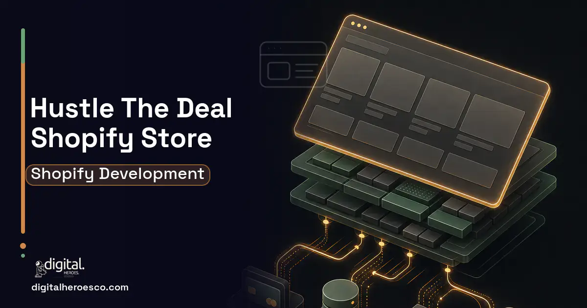 Shopify Development product interface illustration for Hustle THE Deal Client Case Study.