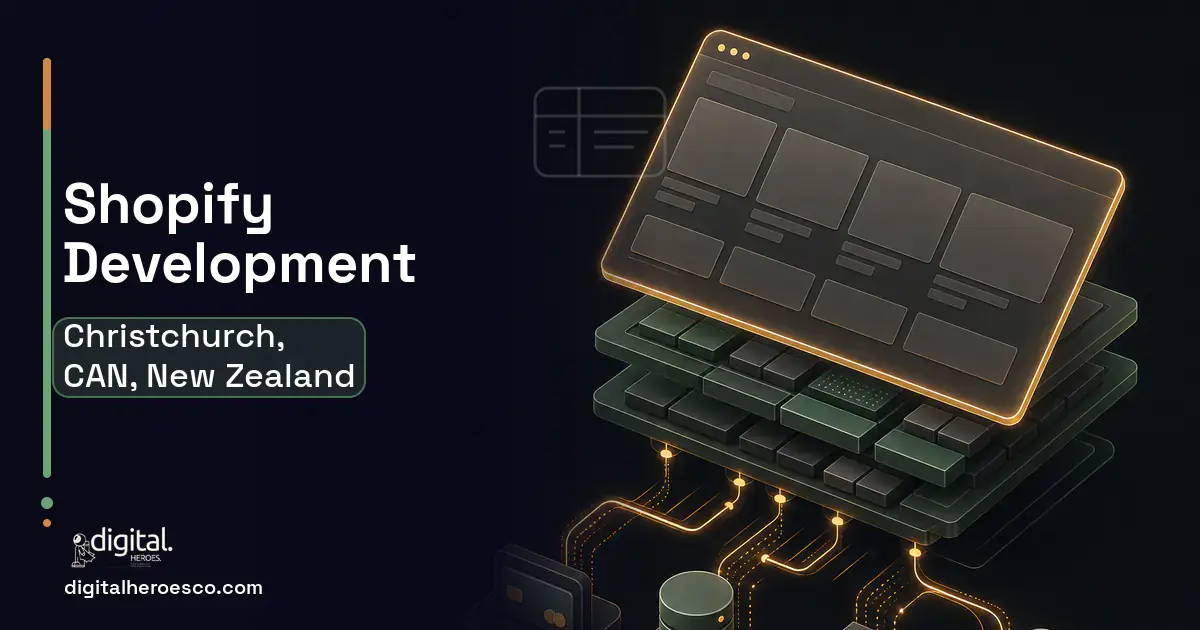 Shopify Development product interface illustration for Christchurch, CAN, New Zealand.