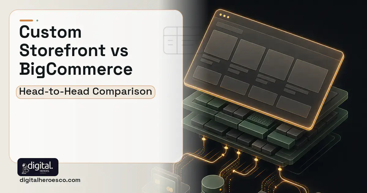 Shopify Development product interface illustration for Custom Ecommerce Store vs BigCommerce.