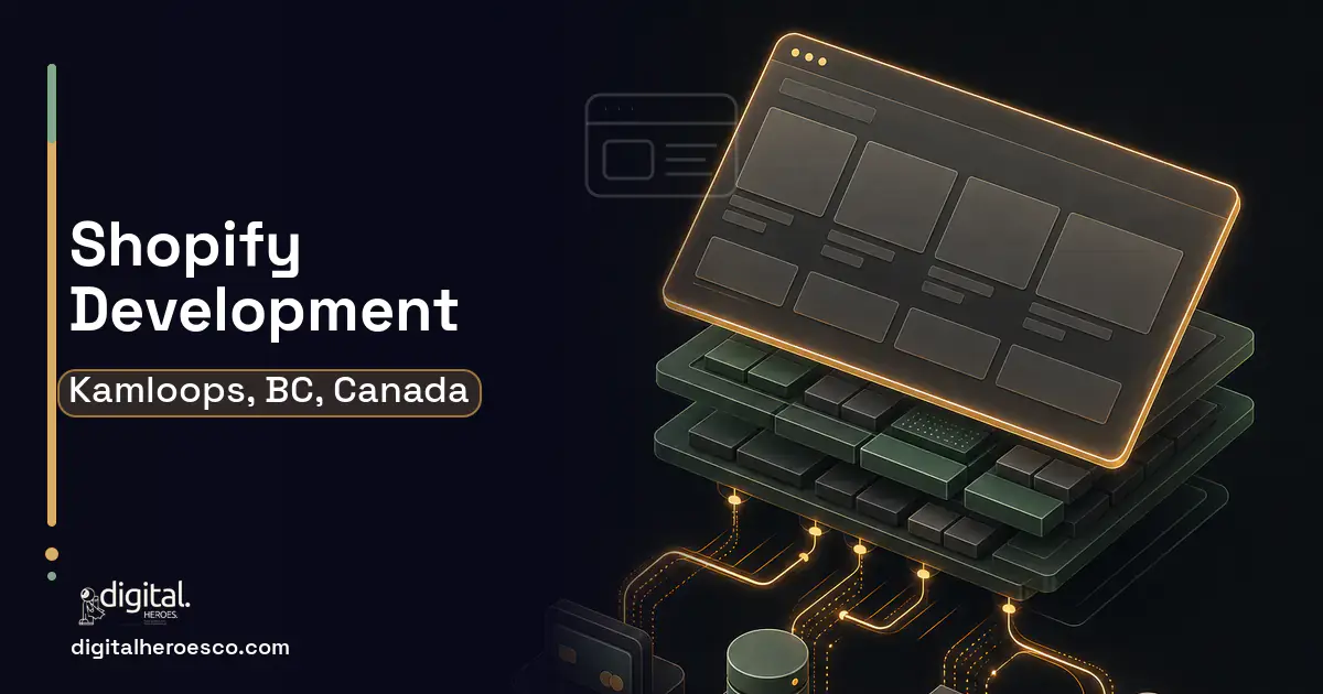 Shopify Development product interface illustration for Kamloops, BC, Canada.