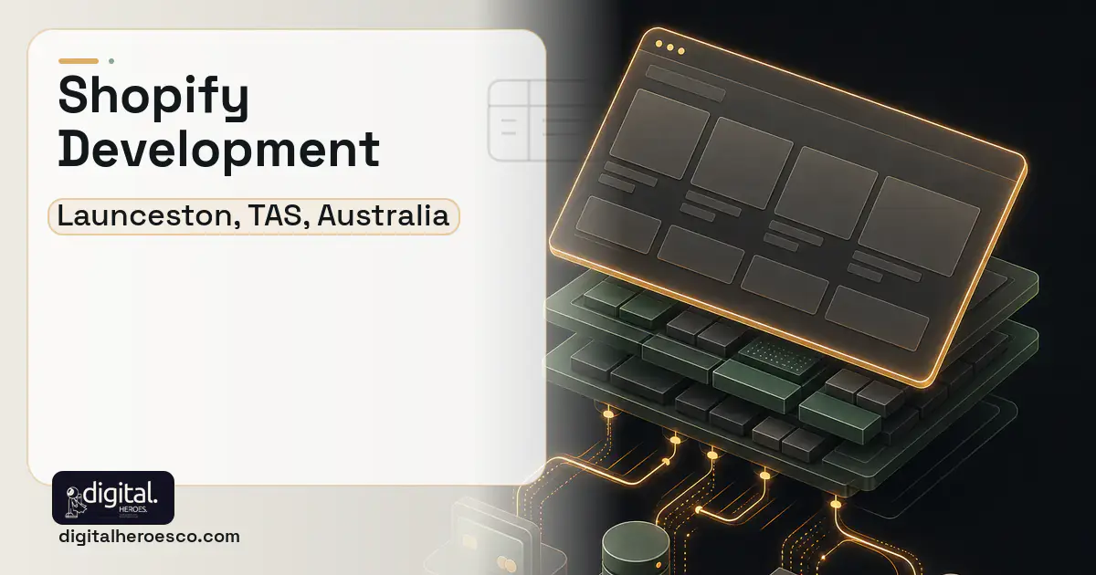 Shopify Development product interface illustration for Launceston, TAS, Australia.