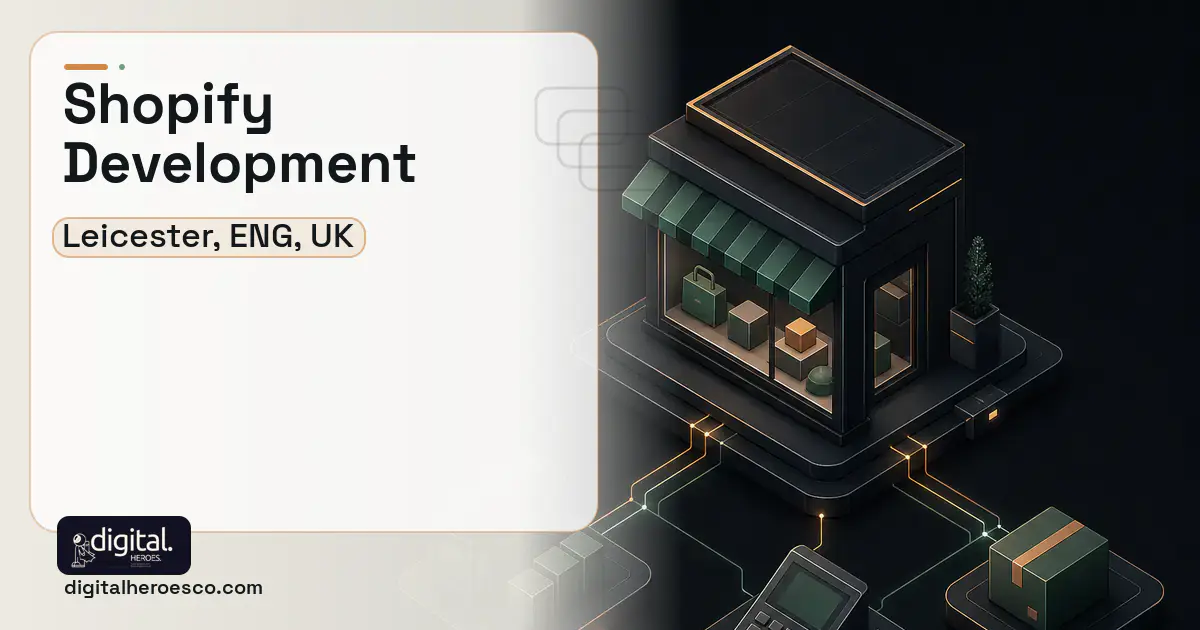 Shopify Development software overview illustration for Leicester, ENG, UK.