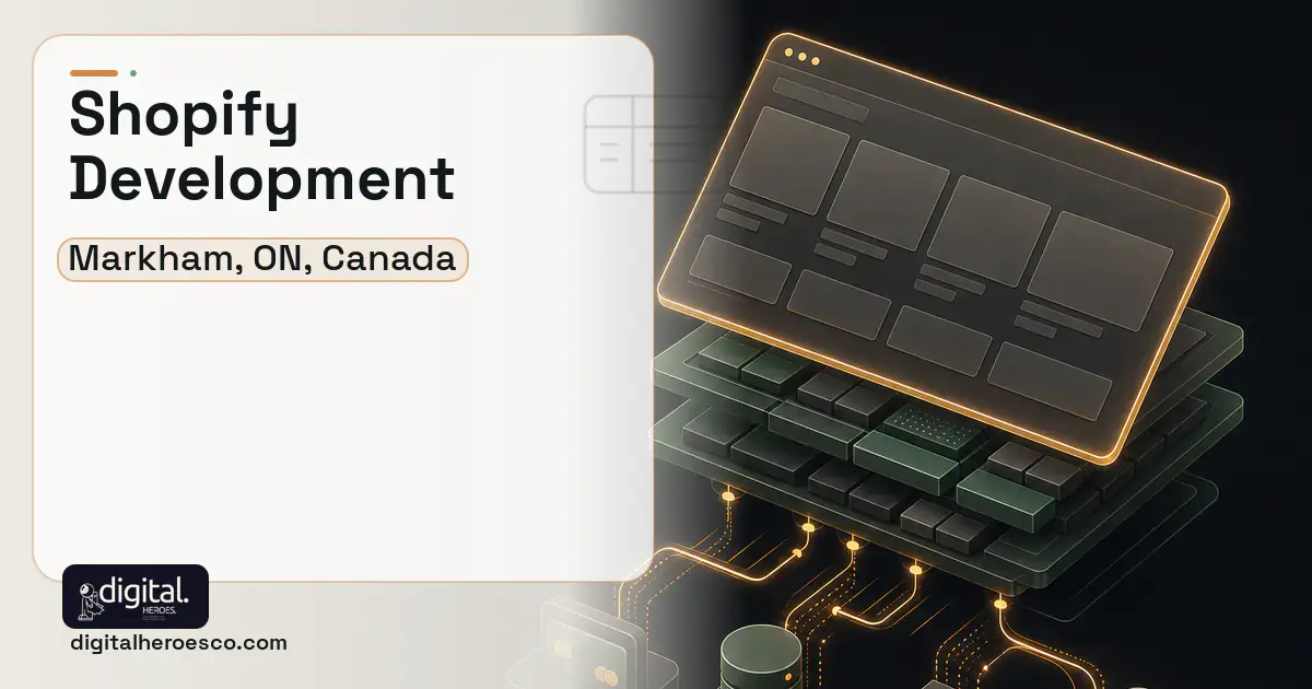 Shopify Development product interface illustration for Markham, ON, Canada.